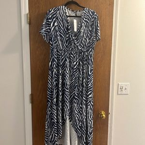 Navy blue zebra high low dress